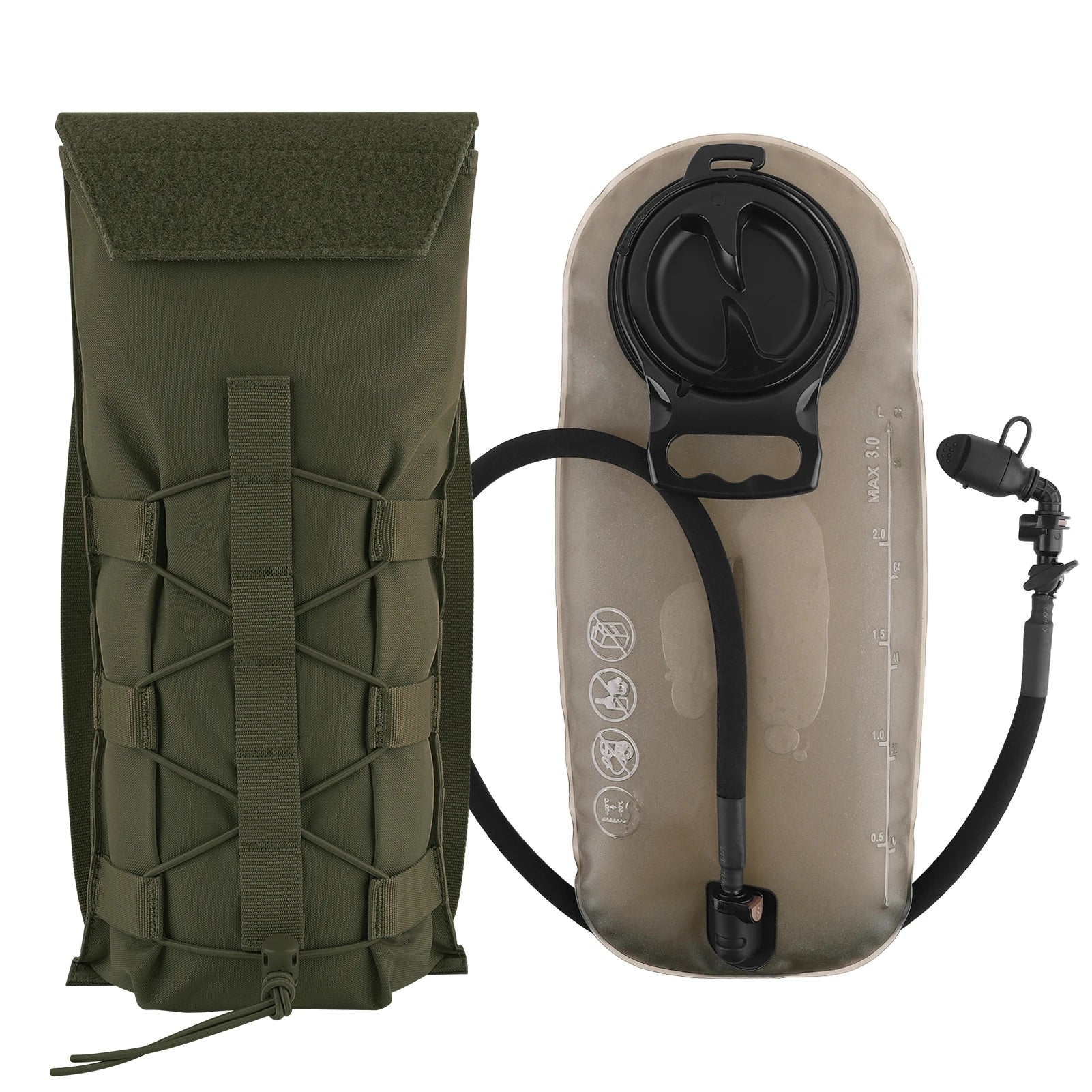 KRYDEX 500D Tactical 100 oz Water Bladder Pouch Modular 3L Hydration Carrier MOLLE Pack Bag Hunting Outdoor Hiking Gear