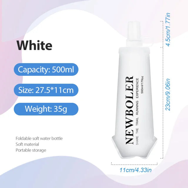 NEWBOLER TPU Outdoor Sport Bottle Folding Soft Flask Water Bottle for Running Camping Hiking Bicycle Fitness Water Bag
