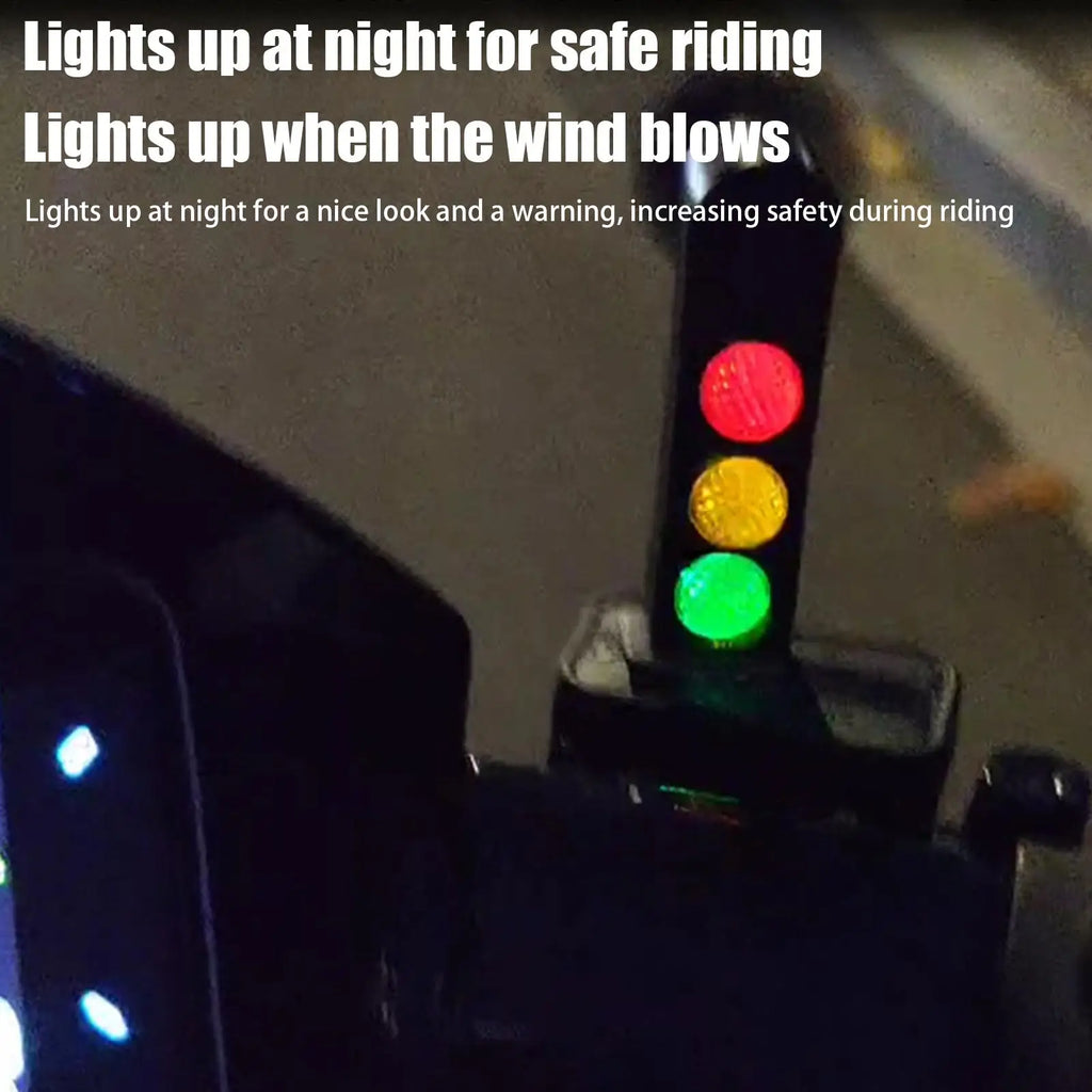 Motorcycle Traffic Signal Light Decor Wind-Powered Decorative Windmill Safety Lighting Cute Bike Decorations Scooter Accessories