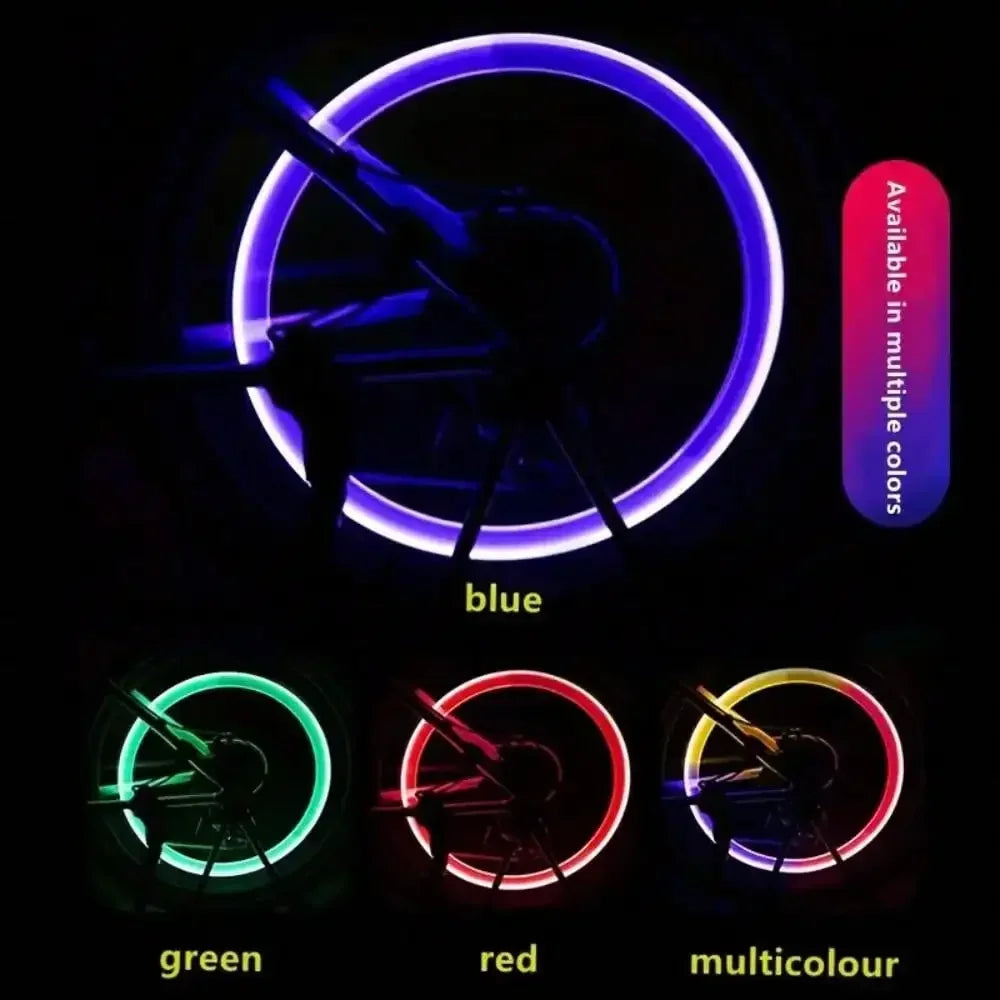 Bicycle Tire Valve Cap LED Lights - Colorful Flash Lamps for Car Motorcycle Bike Wheel Accessories