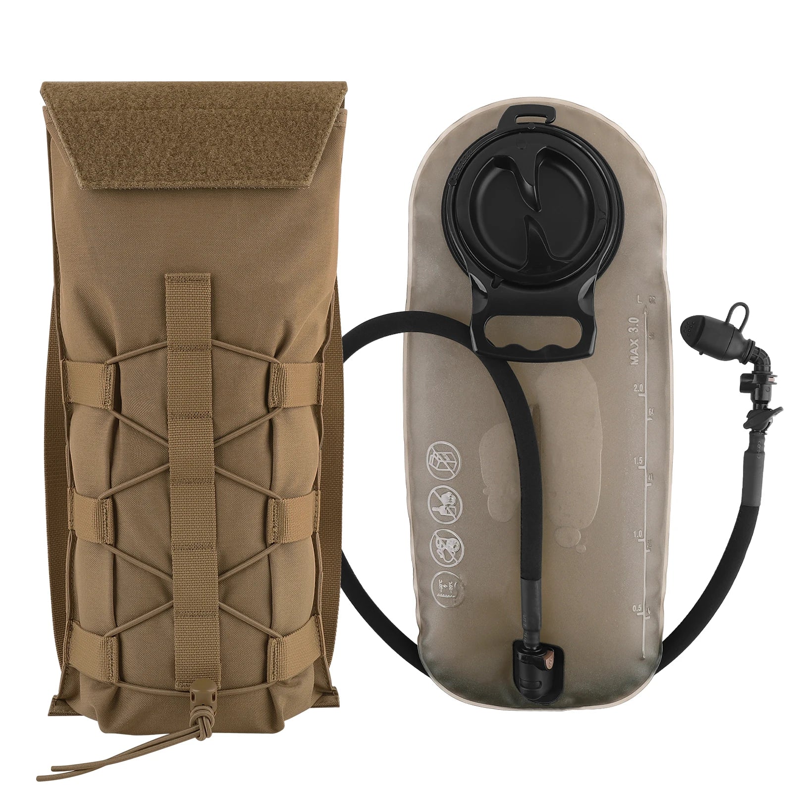 KRYDEX 500D Tactical 100 oz Water Bladder Pouch Modular 3L Hydration Carrier MOLLE Pack Bag Hunting Outdoor Hiking Gear