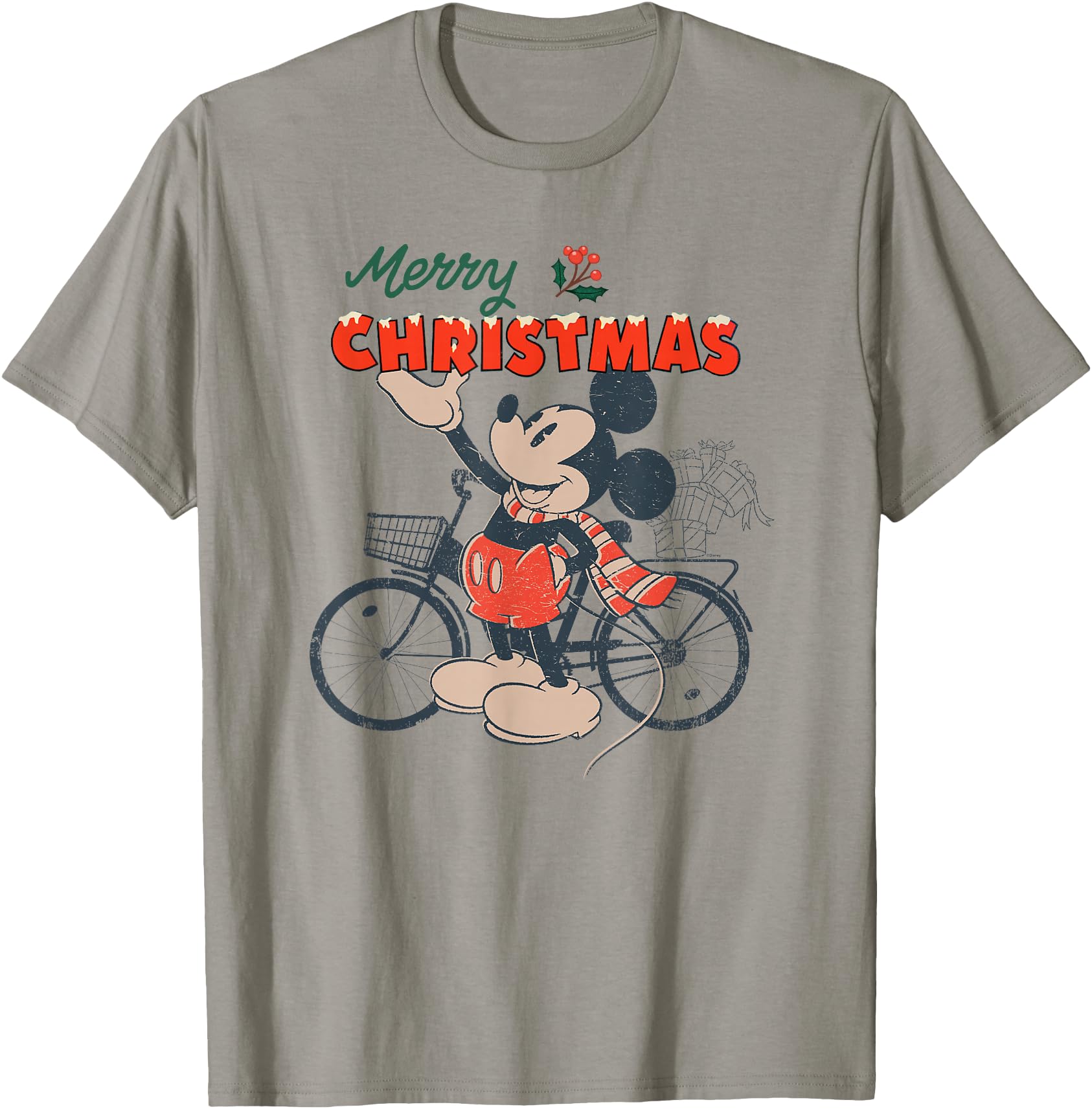 Disney Mickey Mouse Merry Christmas Bicycle Retro Distressed