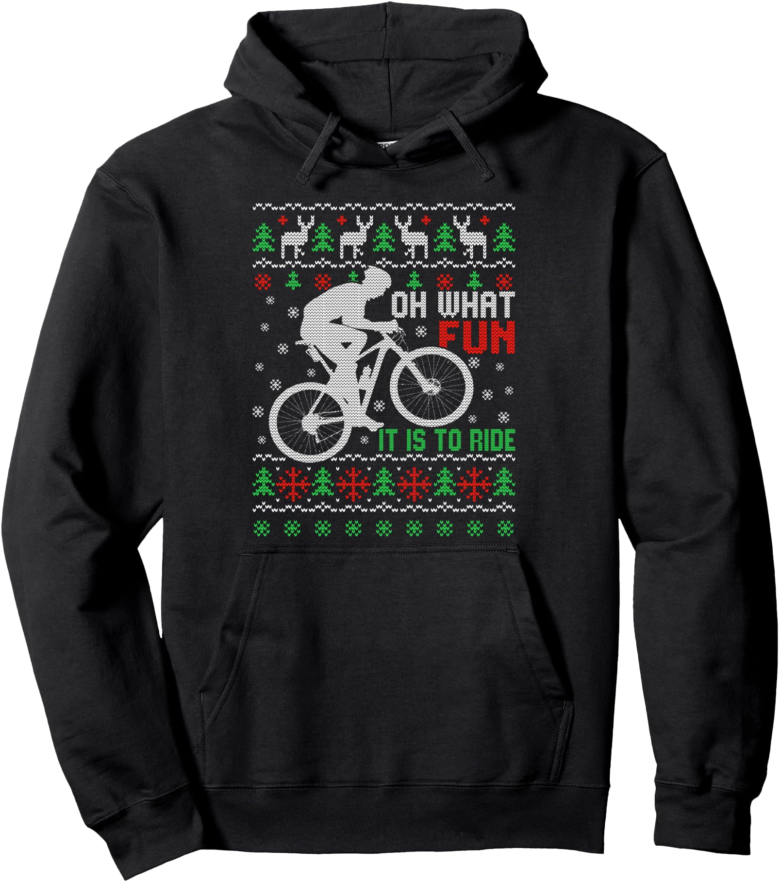 Oh What Fun It Is To Ride Bicycle Cyclist Ugly Christmas Pullover Hoodie