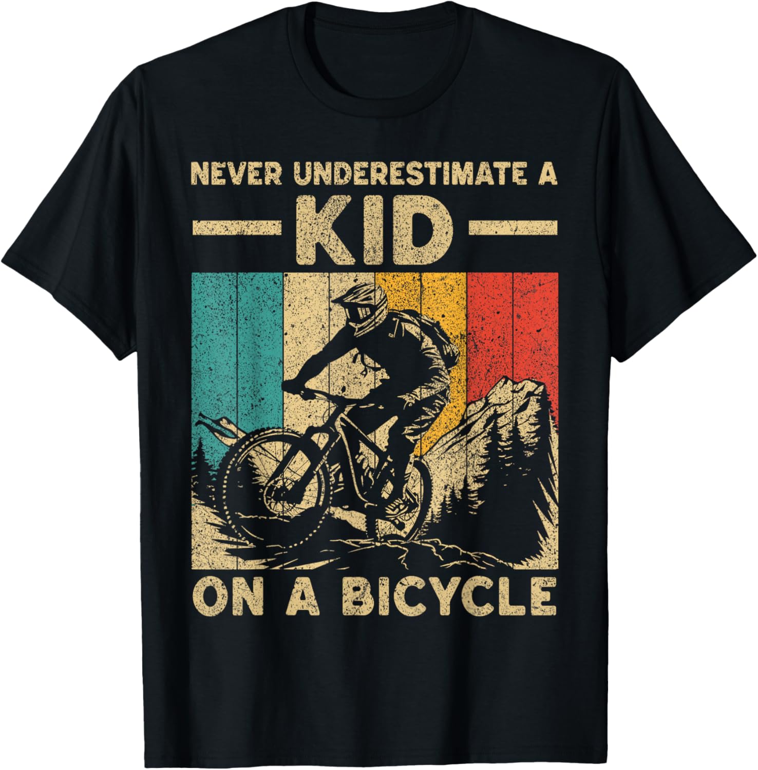 Never Underestimate A Kid Bicycle Riding Cyclist Boys Girls T-Shirt