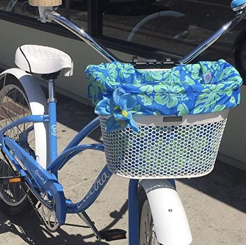 Cruiser Candy Bicycle Basket Liner 15 "x 12" x 10" (Blue Lanai Hibiscus)