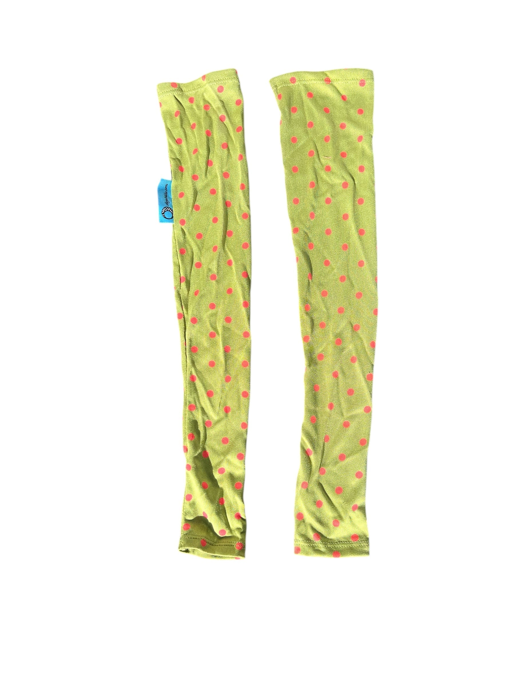 Skye Hide UV Lycra Arm Warmers (Olive with Orange Polka Dots)