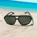 Mountain Shades Audio9 Sunglasses, Black with Yellow Accents