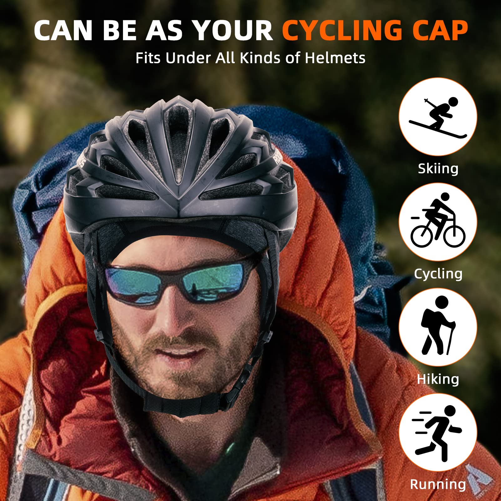 ROCKBROS Winter Cycling Caps for Men Women Windproof Hat with Sun Visor Under Helmet Liner