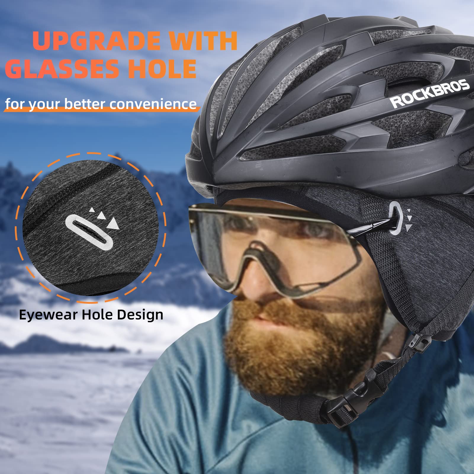 ROCKBROS Winter Cycling Caps for Men Women Windproof Hat with Sun Visor Under Helmet Liner