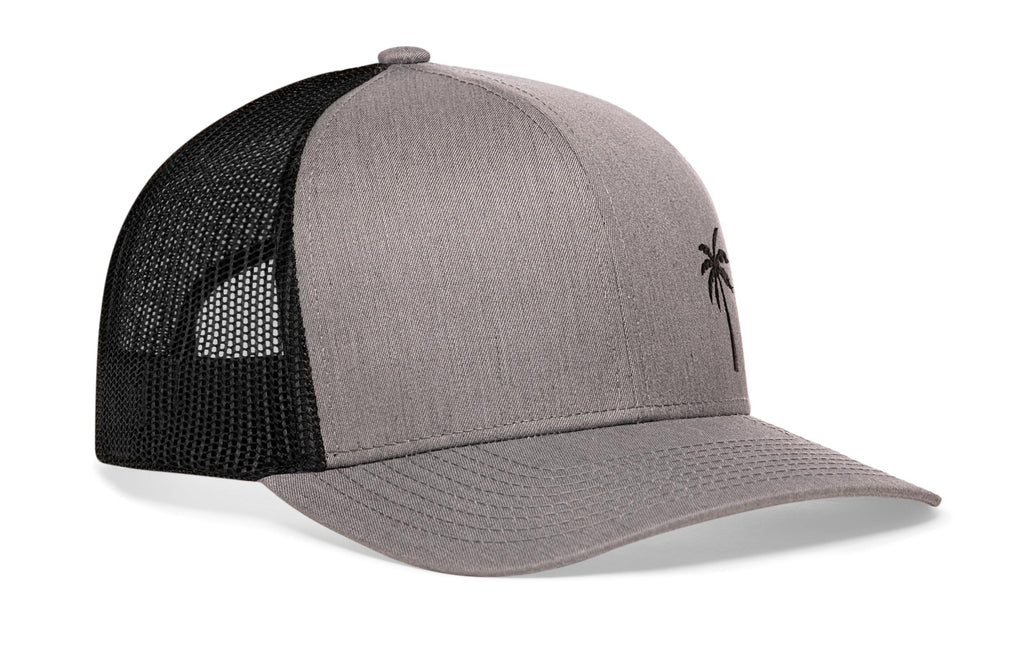 Palm Tree Trucker Hat  |  Gray-Black Island Snapback
