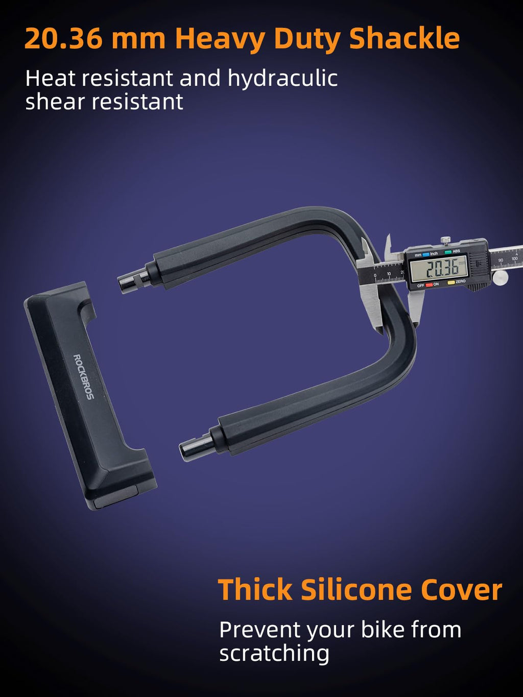 ROCKBROS Bike Lock Set Heavy Duty Bike U Lock with 4 Ft Security Steel Cable