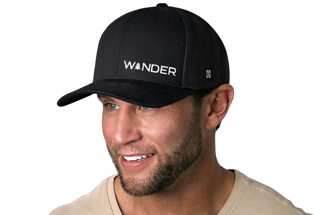Wander Trucker Hat  |  Black Outdoors Snapback