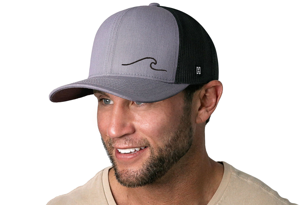 Wave Trucker Hat  |  Gray-Black Beach Snapback