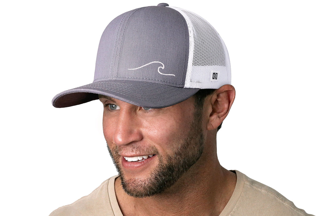 Wave Trucker Hat  |  Gray-White Beach Snapback