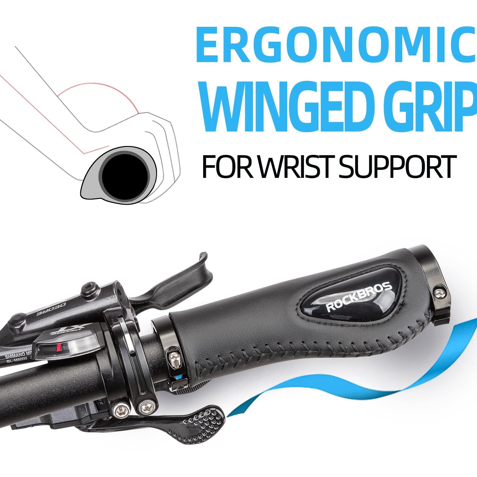 ROCKBROS Bike Handle Grips Ergonomics Design Soft Gel Dual Lock