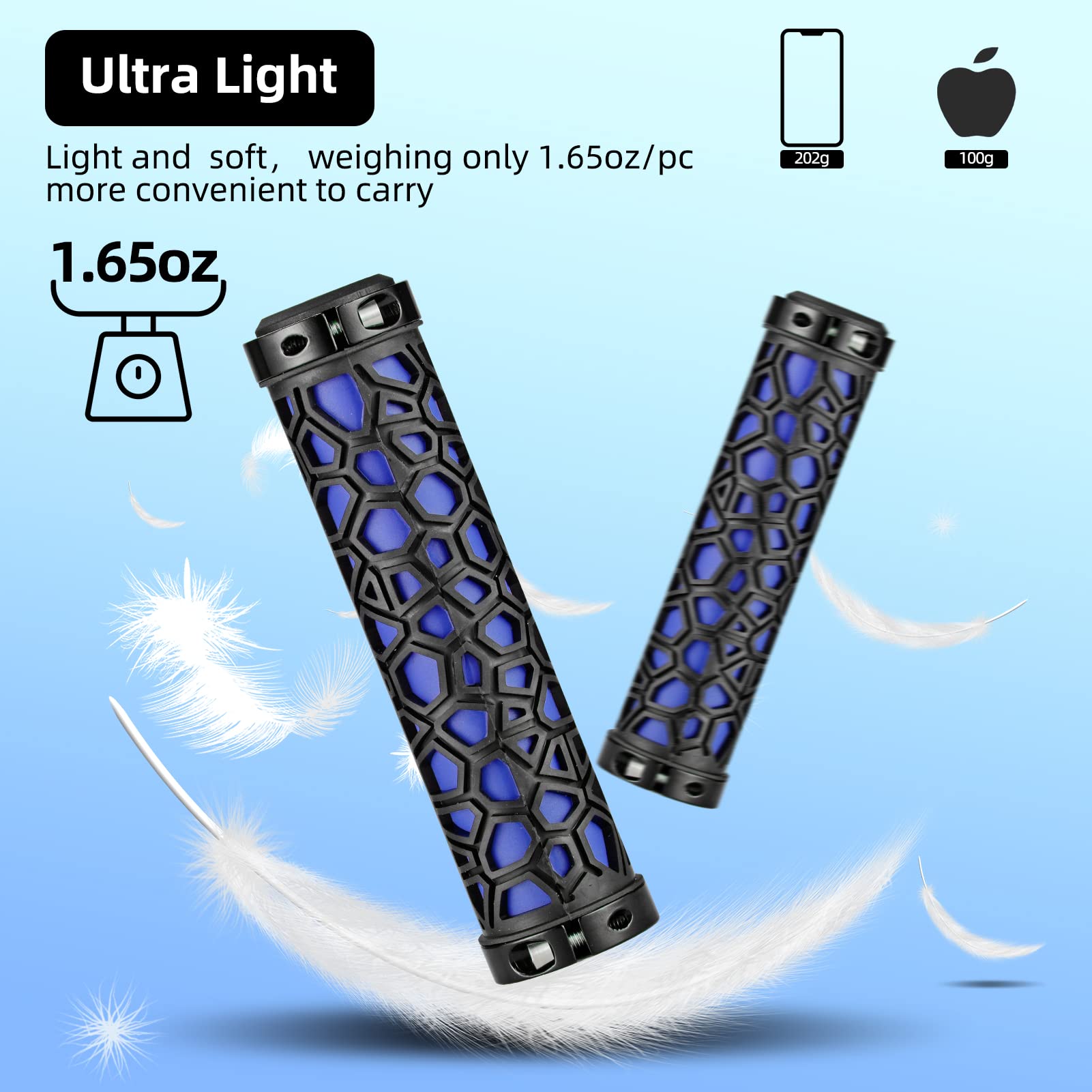 ROCKBROS Bike Handlebar Grips Double Lock-on Non-Slip Grips for MTB, BMX 22.2mm