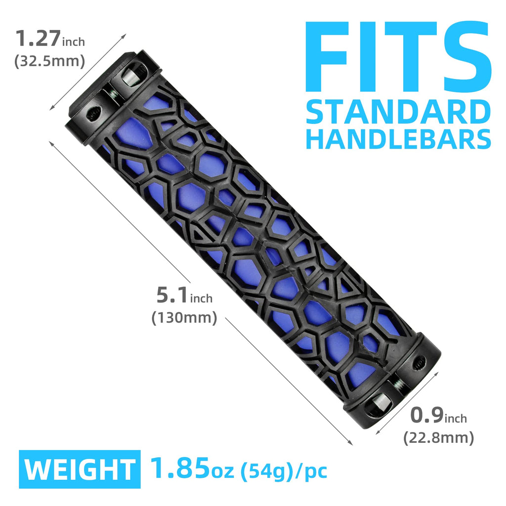 ROCKBROS Bike Handlebar Grips Double Lock-on Non-Slip Grips for MTB, BMX 22.2mm
