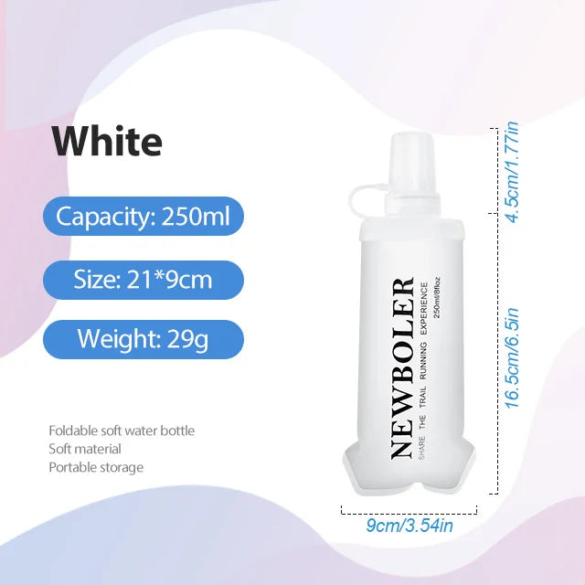 NEWBOLER TPU Outdoor Sport Bottle Folding Soft Flask Water Bottle for Running Camping Hiking Bicycle Fitness Water Bag