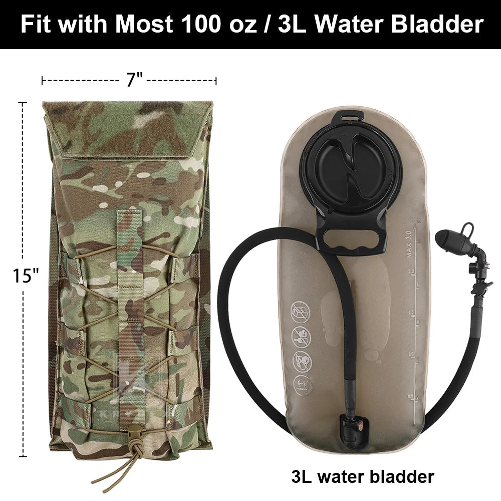 KRYDEX 500D Tactical 100 oz Water Bladder Pouch Modular 3L Hydration Carrier MOLLE Pack Bag Hunting Outdoor Hiking Gear