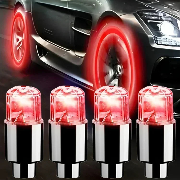 Bicycle Tire Valve Cap LED Lights - Colorful Flash Lamps for Car Motorcycle Bike Wheel Accessories