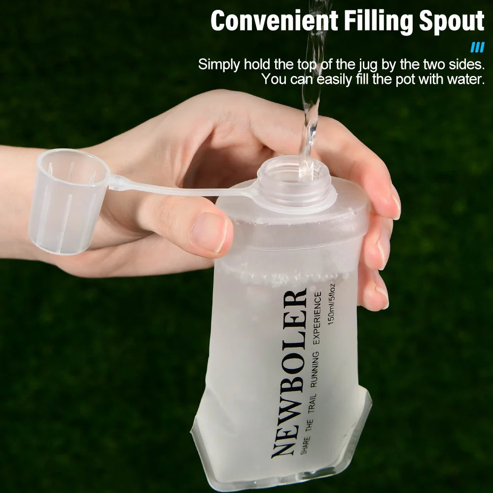 NEWBOLER TPU Outdoor Sport Bottle Folding Soft Flask Water Bottle for Running Camping Hiking Bicycle Fitness Water Bag