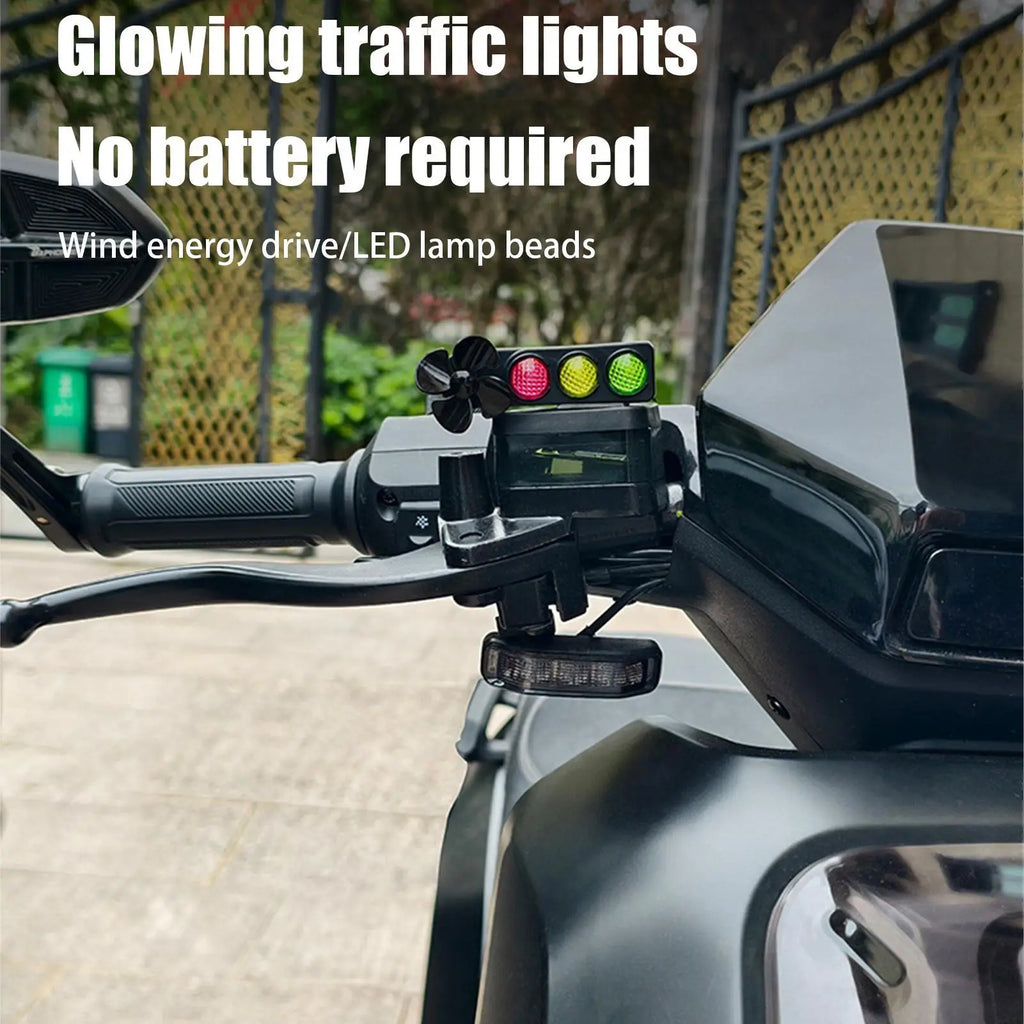 Motorcycle Traffic Signal Light Decor Wind-Powered Decorative Windmill Safety Lighting Cute Bike Decorations Scooter Accessories