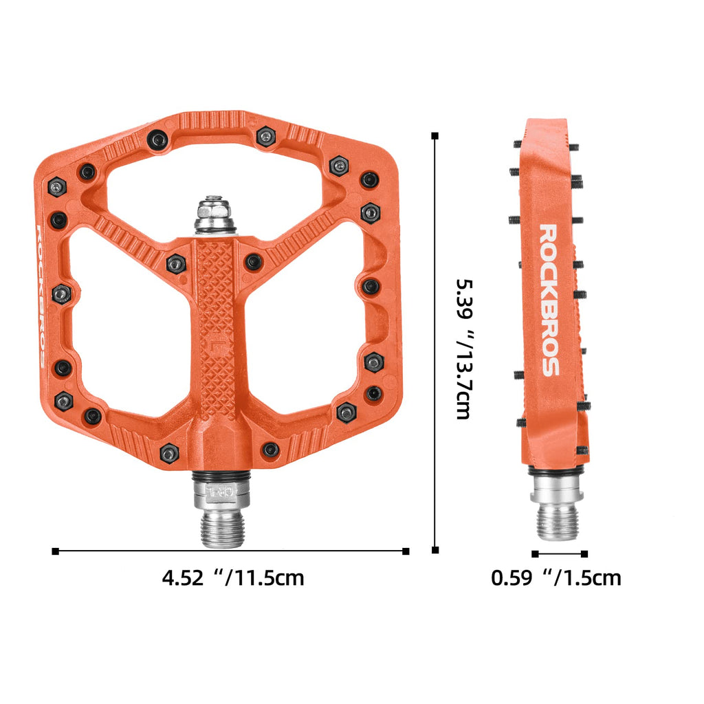 ROCKBROS Mountain Bike Pedals Flat MTB Pedals Nylon Fiber Bicycle Platform Pedals