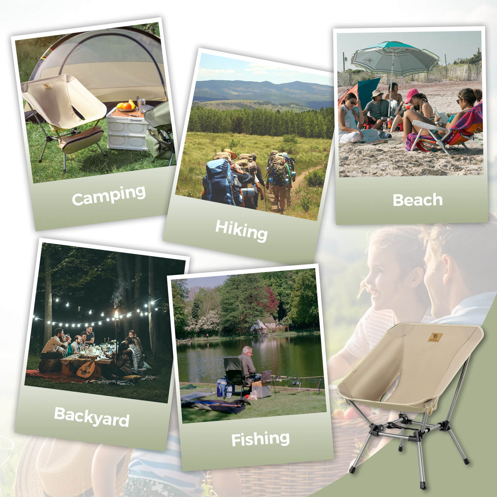 Qunature Lightweight Folding Camp Chair with Storage Bag