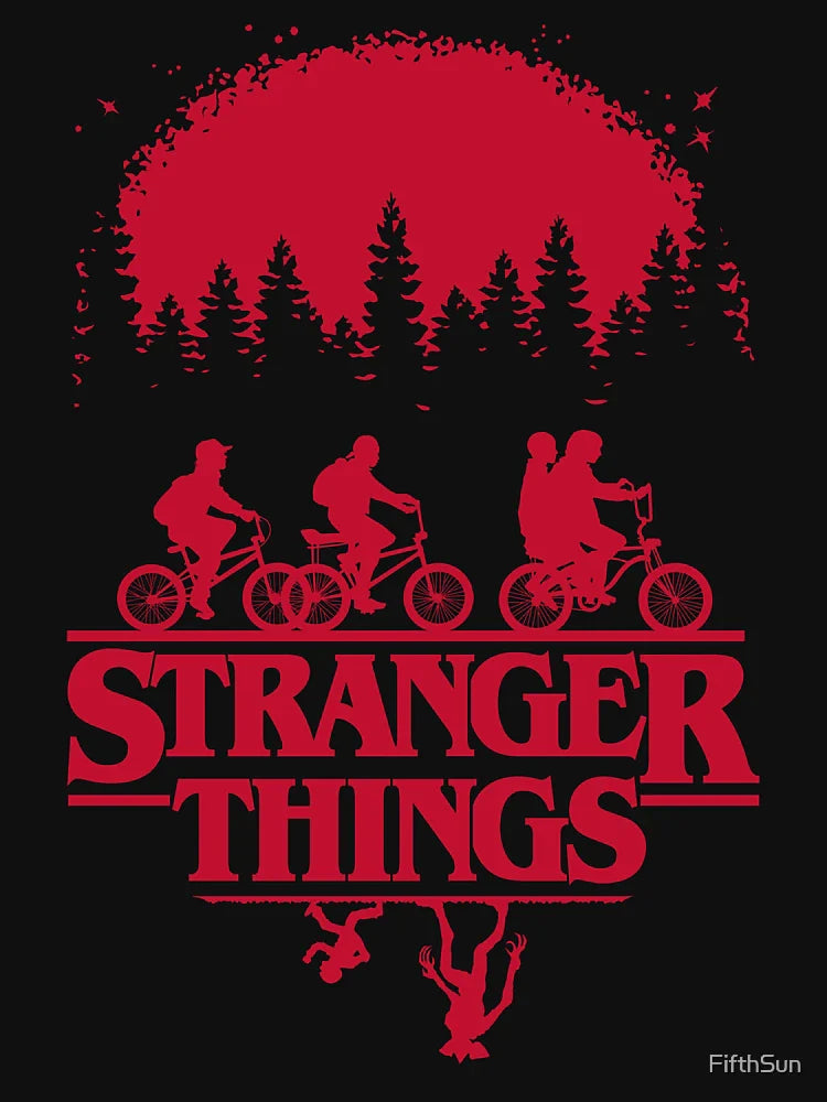 Stranger Things Group Shot Bike Ride Upside Down Silhouette
