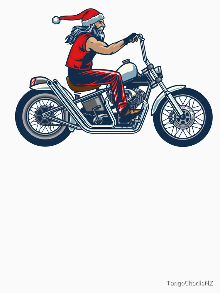 Cool Father Christmas Biker Santa on Chopper Motorcycle Gift