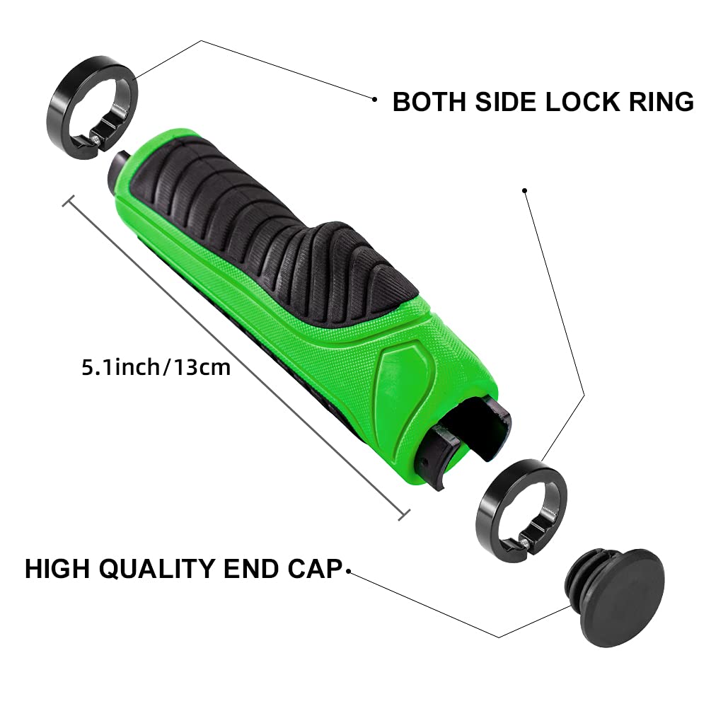 Bike Handle Grips with Double Lock-On Clamps – Aluminum Ends for MTB & BMX