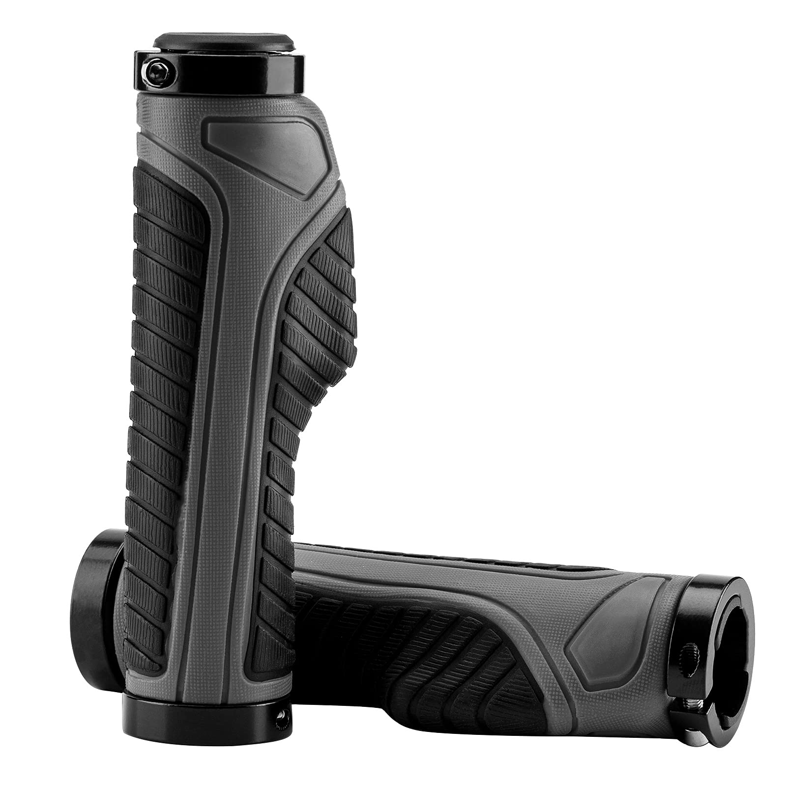 Bike Handle Grips with Double Lock-On Clamps – Aluminum Ends for MTB & BMX