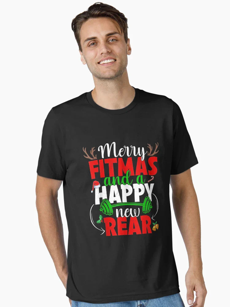 Merry Fitmas And Happy New Rear Year Fitness Weight Lifting T-Shirt